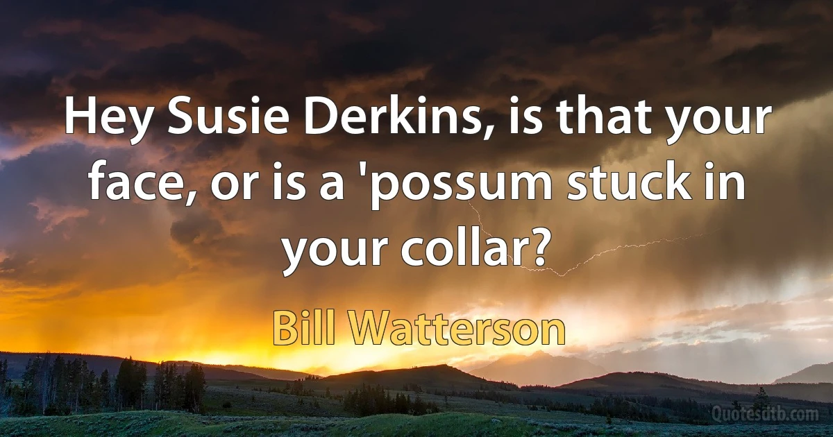 Hey Susie Derkins, is that your face, or is a 'possum stuck in your collar? (Bill Watterson)