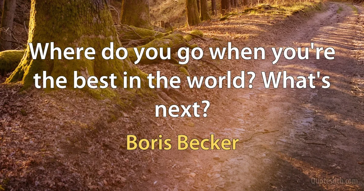 Where do you go when you're the best in the world? What's next? (Boris Becker)