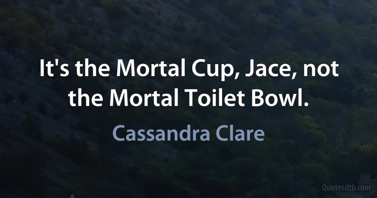 It's the Mortal Cup, Jace, not the Mortal Toilet Bowl. (Cassandra Clare)