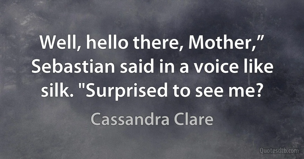 Well, hello there, Mother,” Sebastian said in a voice like silk. "Surprised to see me? (Cassandra Clare)