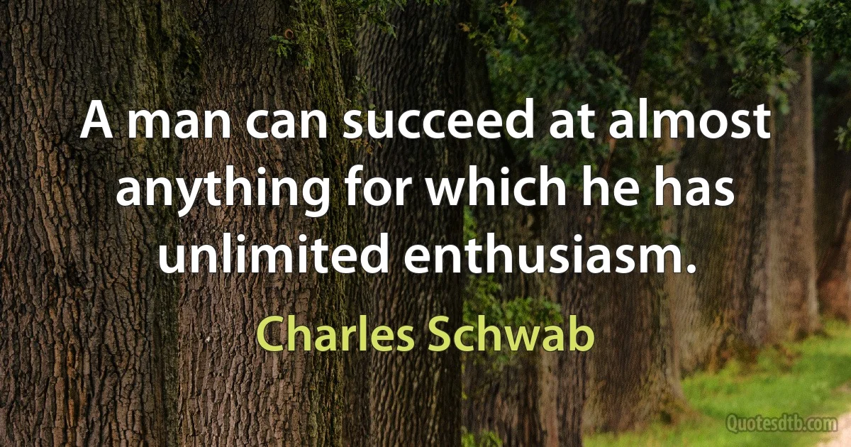 A man can succeed at almost anything for which he has unlimited enthusiasm. (Charles Schwab)