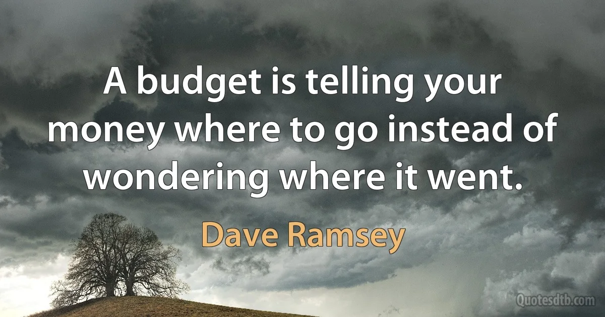 A budget is telling your money where to go instead of wondering where it went. (Dave Ramsey)