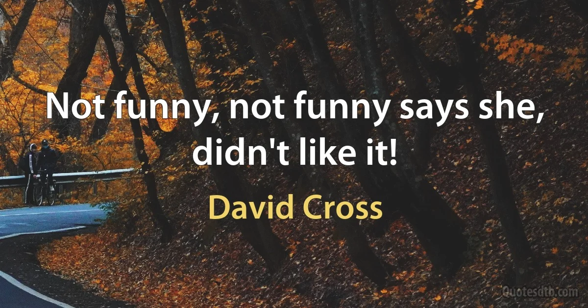 Not funny, not funny says she, didn't like it! (David Cross)