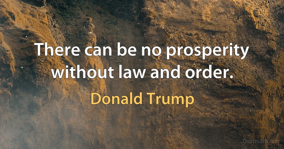 There can be no prosperity without law and order. (Donald Trump)