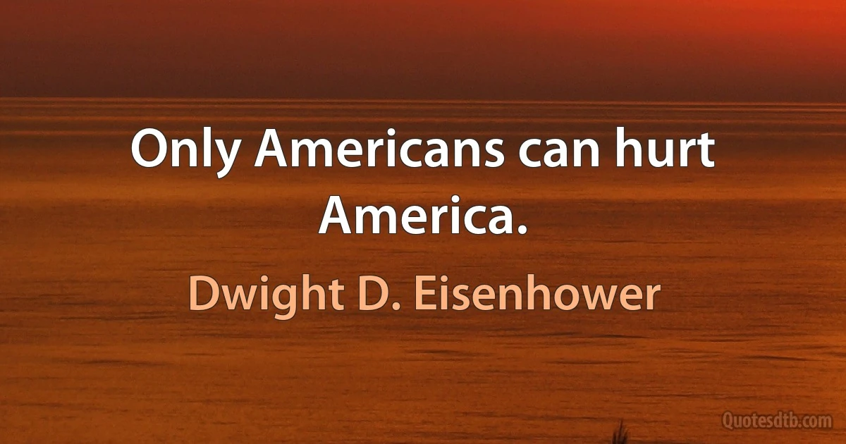 Only Americans can hurt America. (Dwight D. Eisenhower)