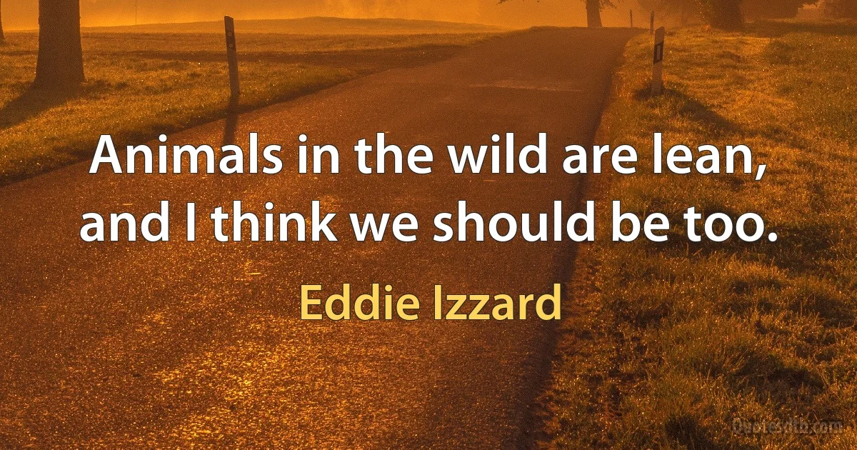 Animals in the wild are lean, and I think we should be too. (Eddie Izzard)