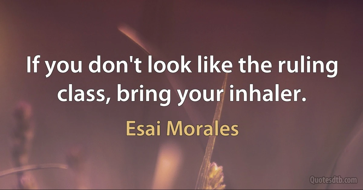 If you don't look like the ruling class, bring your inhaler. (Esai Morales)