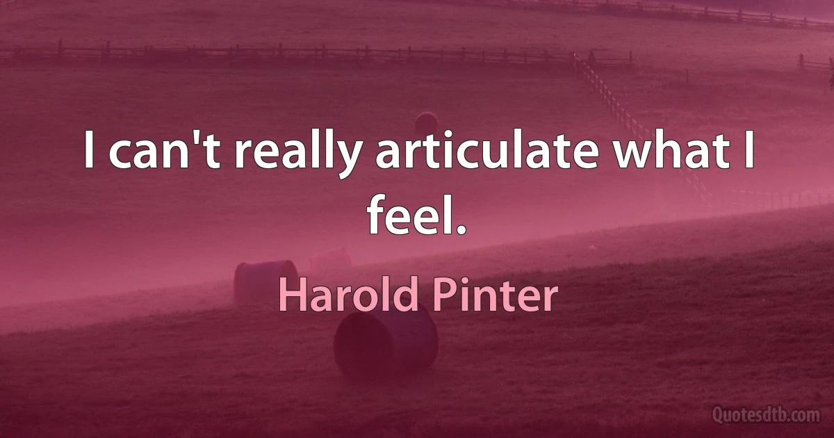 I can't really articulate what I feel. (Harold Pinter)