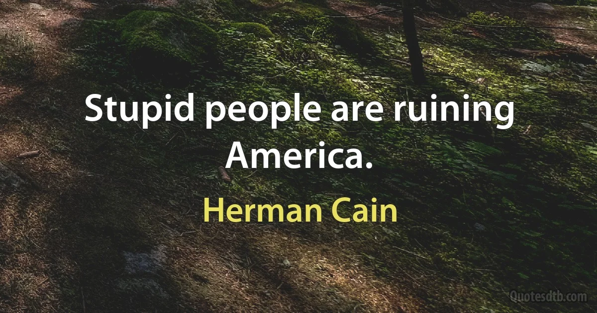 Stupid people are ruining America. (Herman Cain)