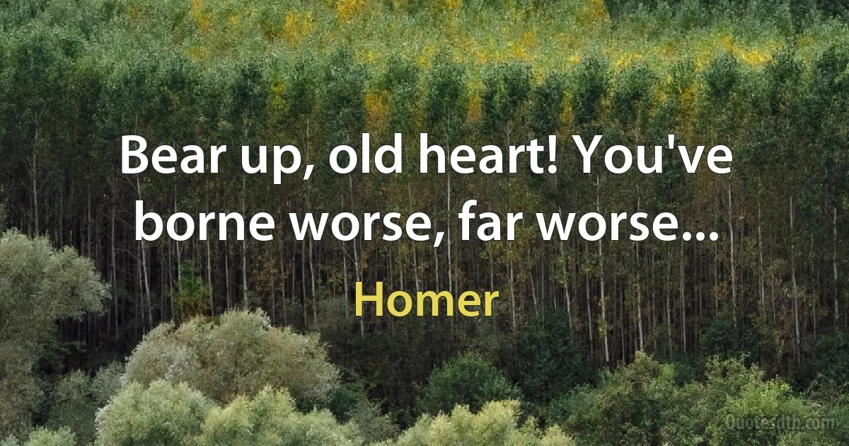 Bear up, old heart! You've borne worse, far worse... (Homer)