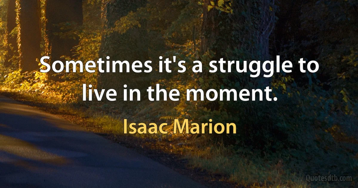 Sometimes it's a struggle to live in the moment. (Isaac Marion)