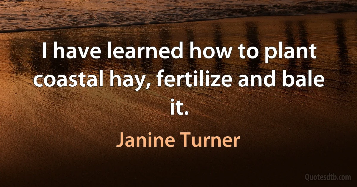 I have learned how to plant coastal hay, fertilize and bale it. (Janine Turner)