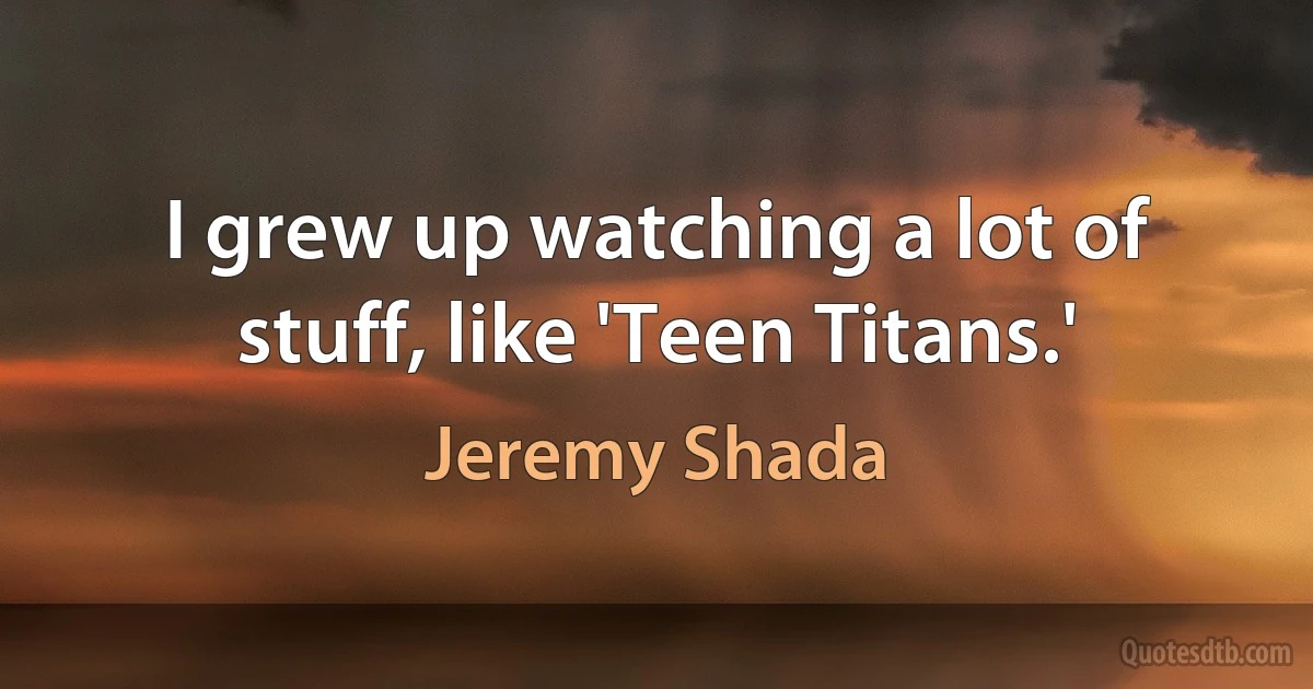 I grew up watching a lot of stuff, like 'Teen Titans.' (Jeremy Shada)