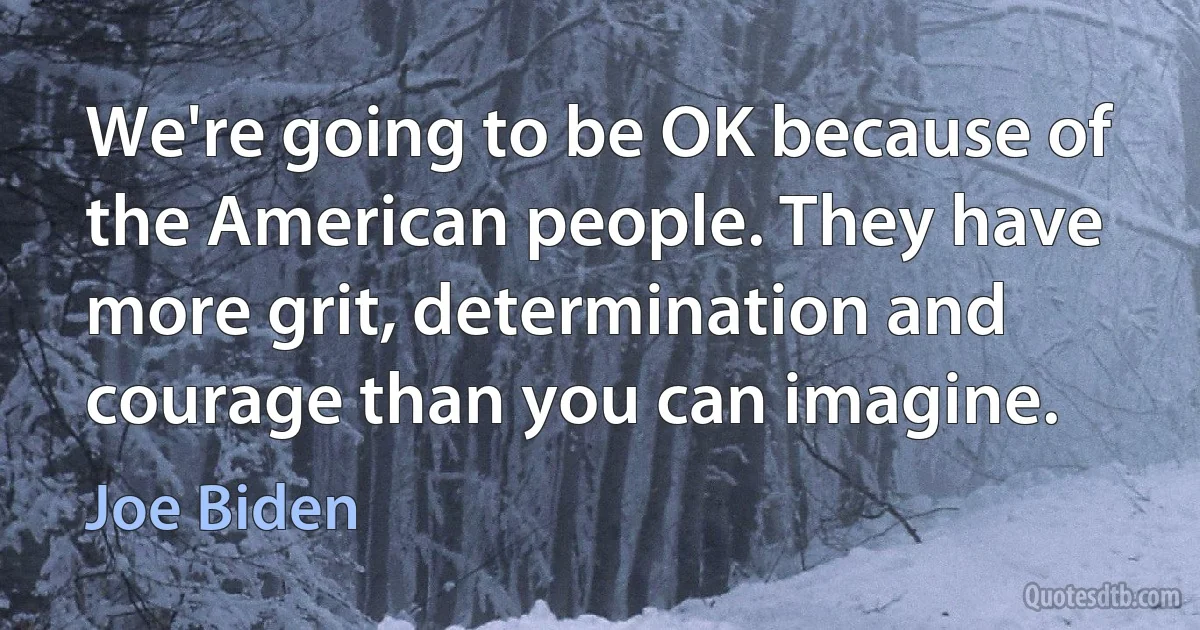 We're going to be OK because of the American people. They have more grit, determination and courage than you can imagine. (Joe Biden)