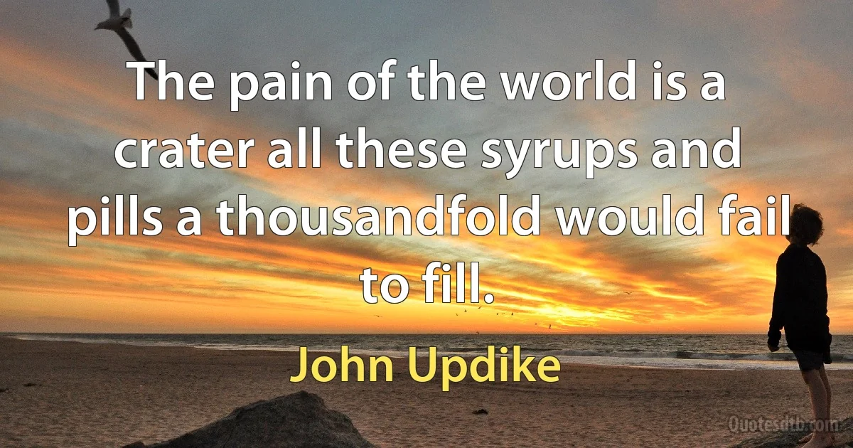 The pain of the world is a crater all these syrups and pills a thousandfold would fail to fill. (John Updike)