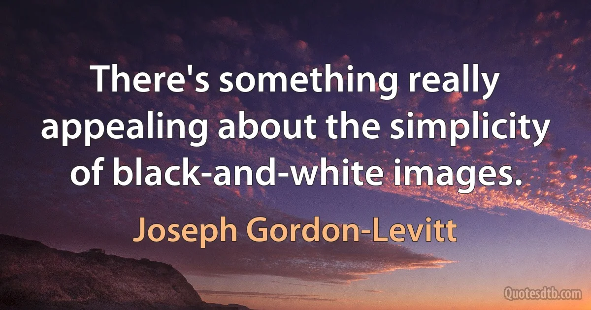 There's something really appealing about the simplicity of black-and-white images. (Joseph Gordon-Levitt)