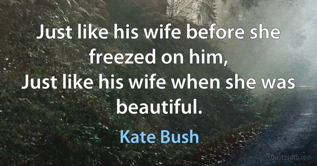 Just like his wife before she freezed on him,
Just like his wife when she was beautiful. (Kate Bush)