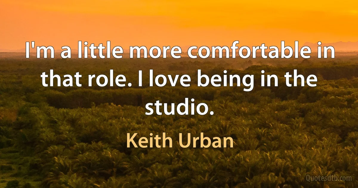 I'm a little more comfortable in that role. I love being in the studio. (Keith Urban)