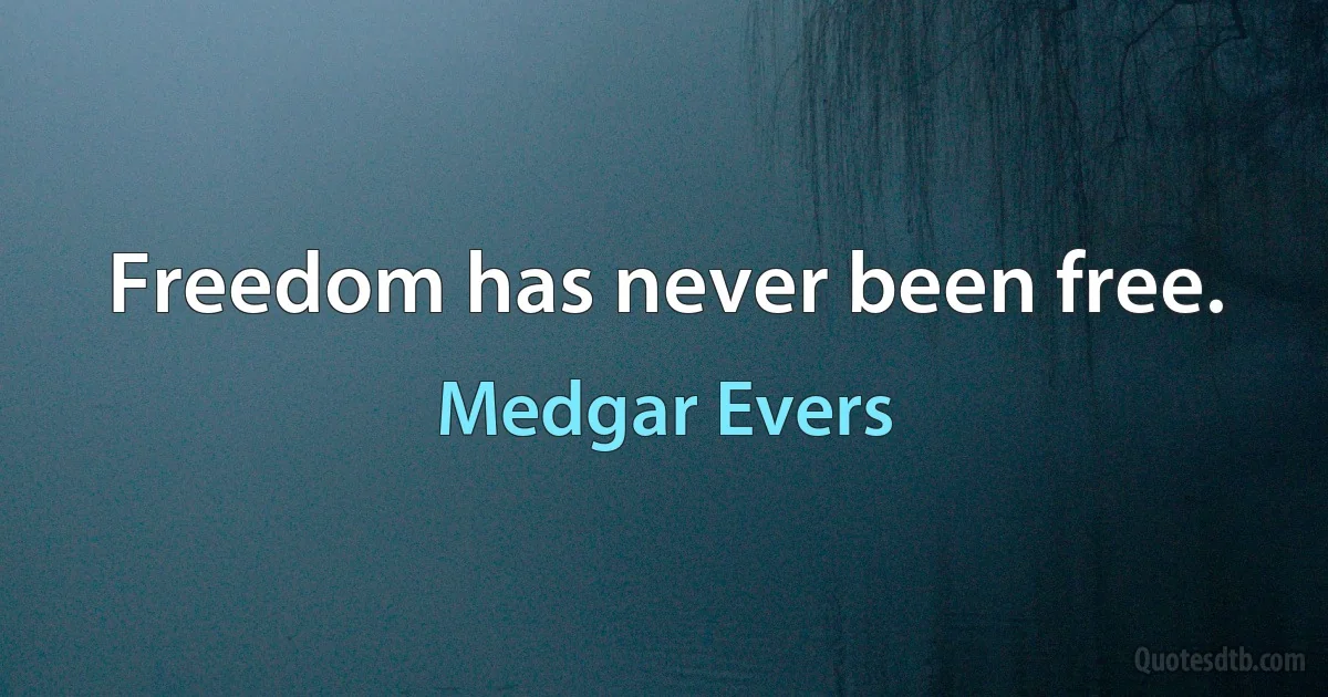 Freedom has never been free. (Medgar Evers)