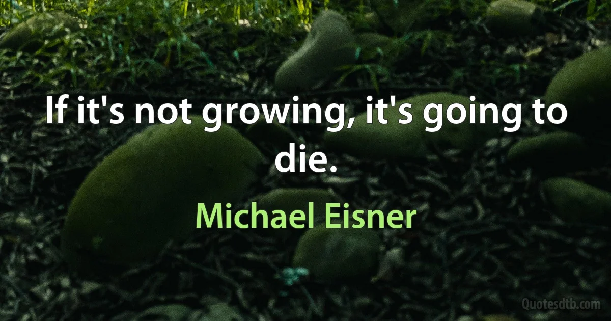 If it's not growing, it's going to die. (Michael Eisner)