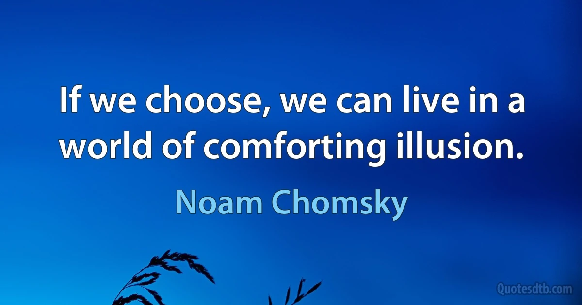 If we choose, we can live in a world of comforting illusion. (Noam Chomsky)