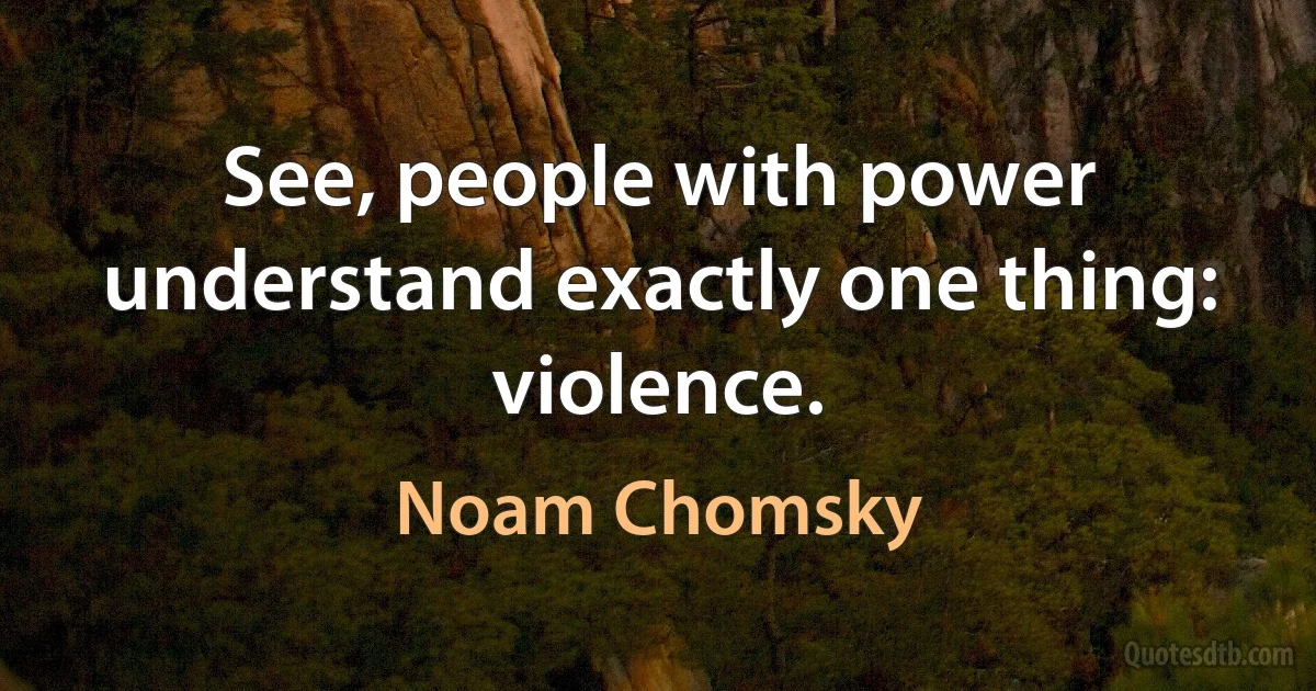 See, people with power understand exactly one thing: violence. (Noam Chomsky)