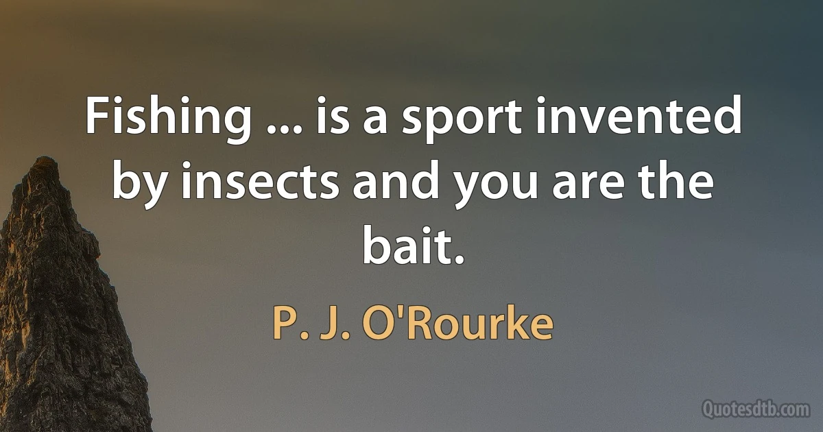 Fishing ... is a sport invented by insects and you are the bait. (P. J. O'Rourke)