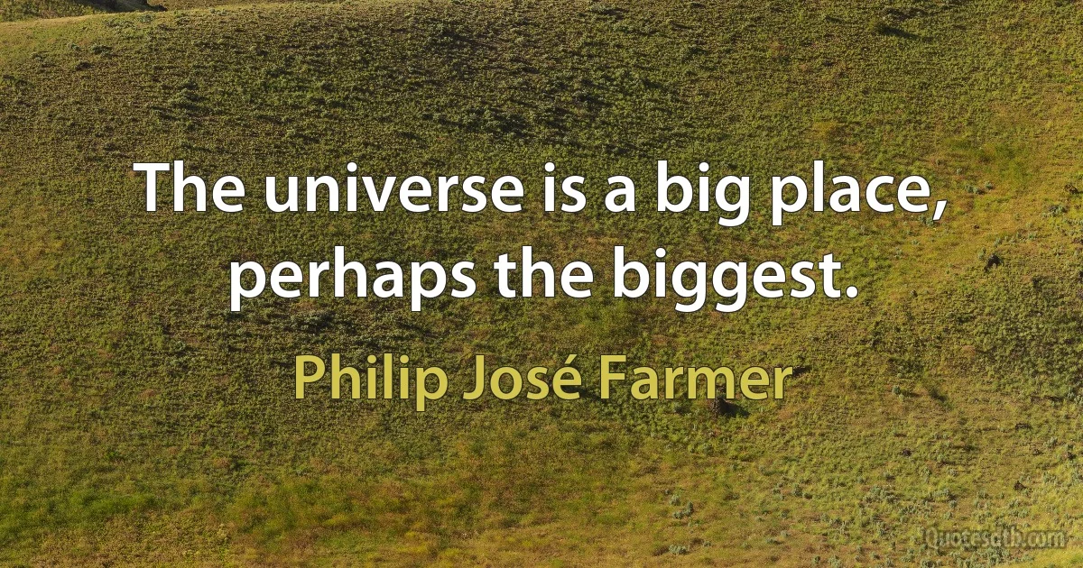 The universe is a big place, perhaps the biggest. (Philip José Farmer)