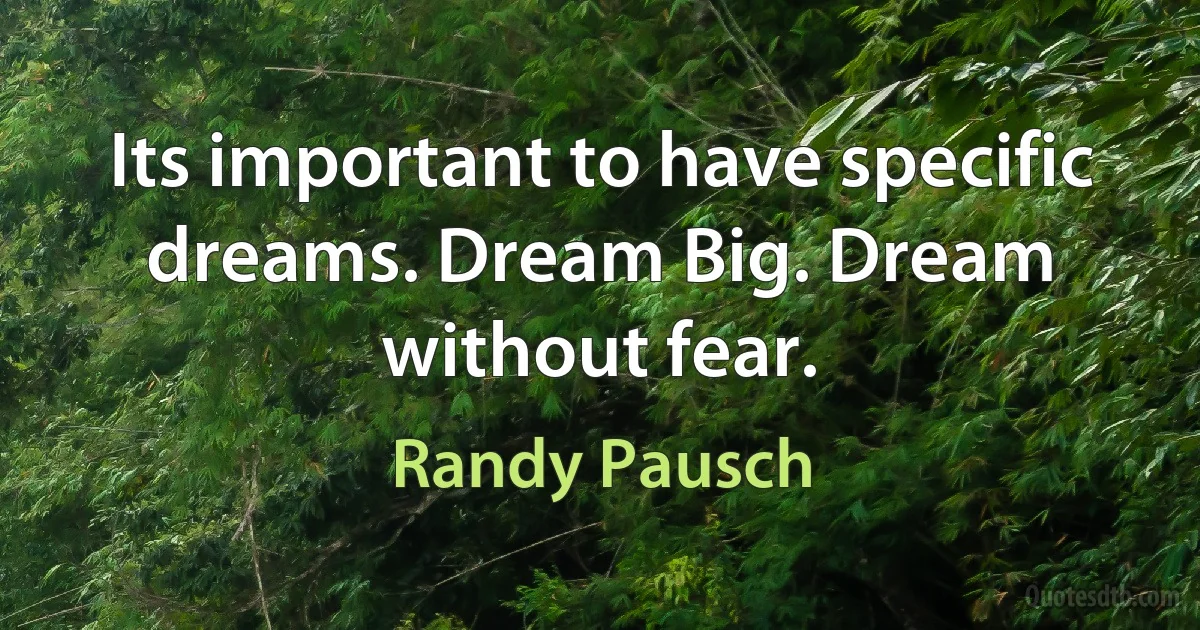 Its important to have specific dreams. Dream Big. Dream without fear. (Randy Pausch)