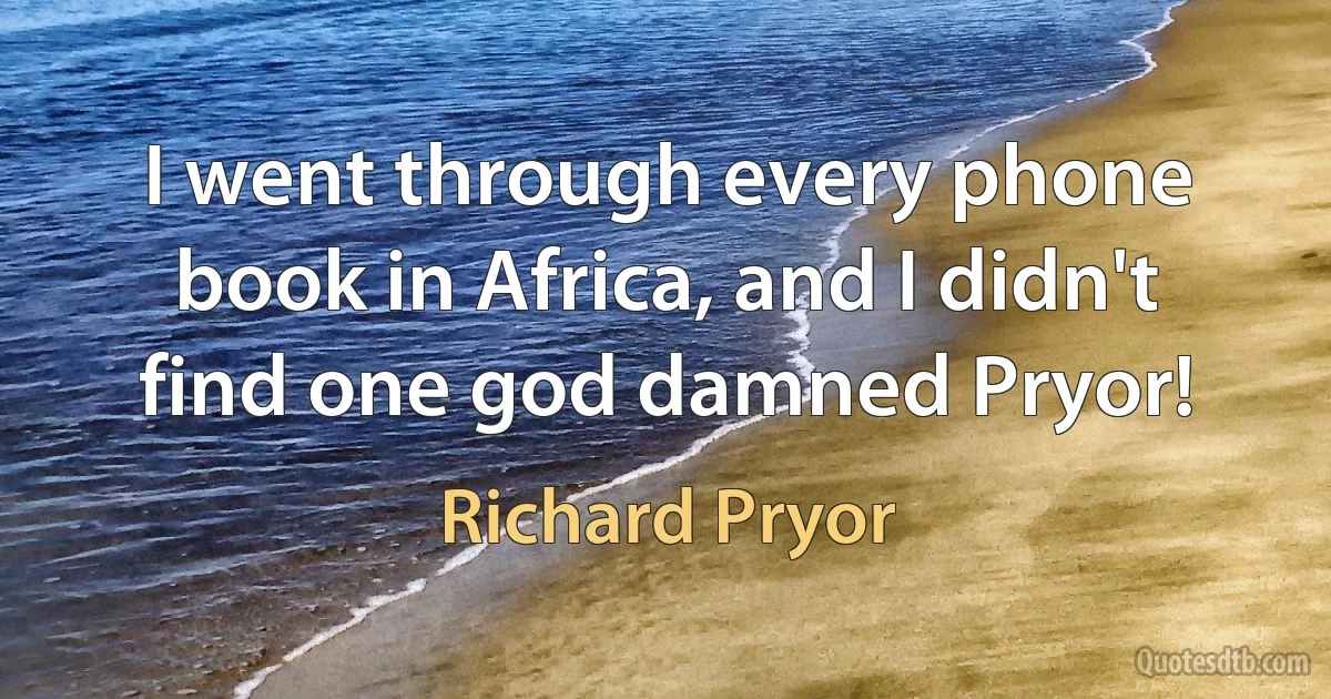 I went through every phone book in Africa, and I didn't find one god damned Pryor! (Richard Pryor)