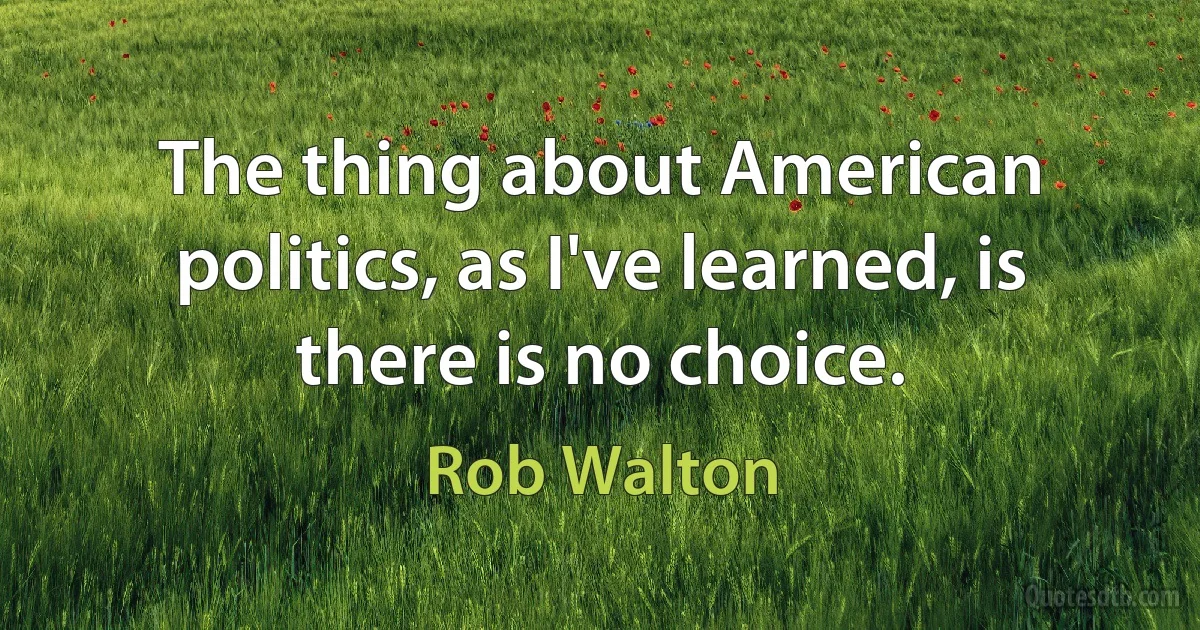 The thing about American politics, as I've learned, is there is no choice. (Rob Walton)