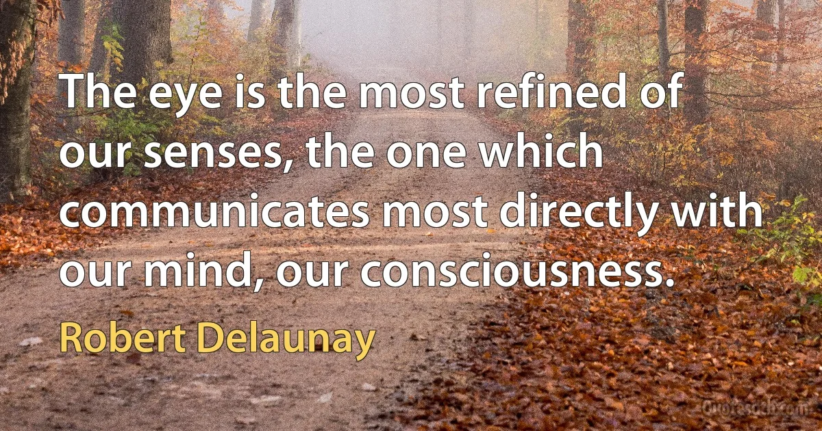 The eye is the most refined of our senses, the one which communicates most directly with our mind, our consciousness. (Robert Delaunay)