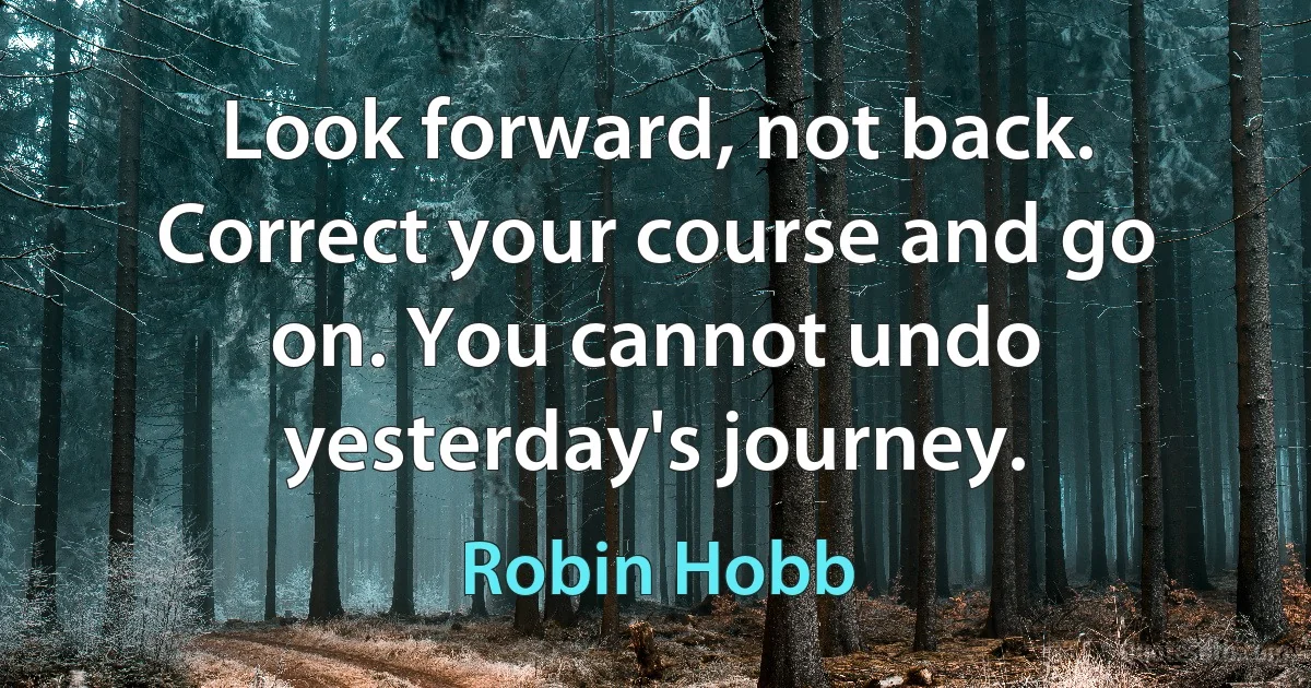 Look forward, not back. Correct your course and go on. You cannot undo yesterday's journey. (Robin Hobb)