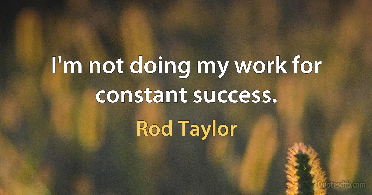 I'm not doing my work for constant success. (Rod Taylor)