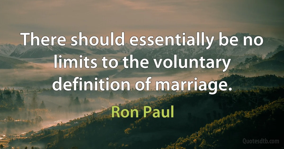 There should essentially be no limits to the voluntary definition of marriage. (Ron Paul)