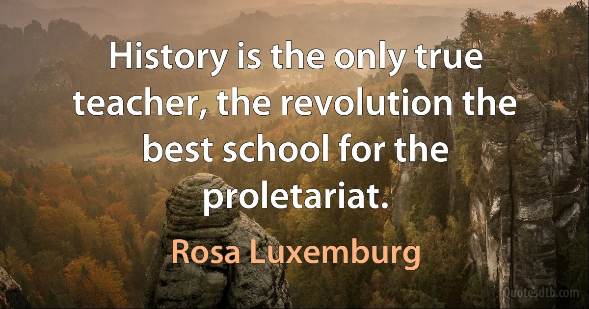 History is the only true teacher, the revolution the best school for the proletariat. (Rosa Luxemburg)