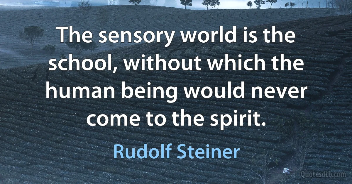 The sensory world is the school, without which the human being would never come to the spirit. (Rudolf Steiner)