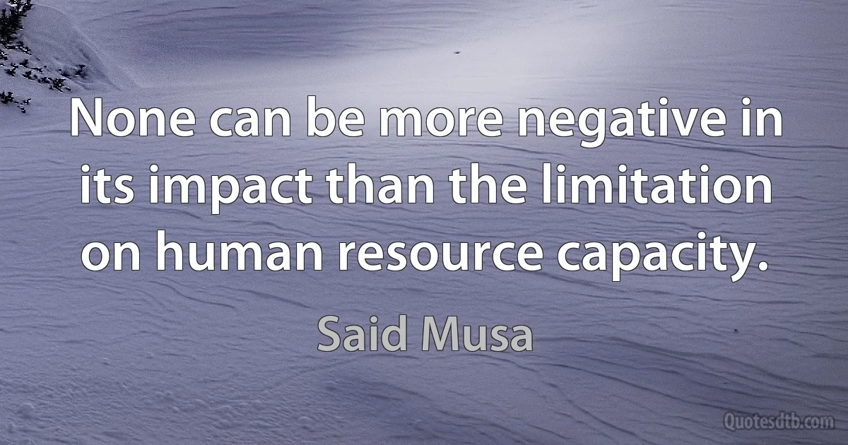 None can be more negative in its impact than the limitation on human resource capacity. (Said Musa)