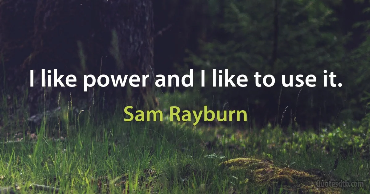 I like power and I like to use it. (Sam Rayburn)