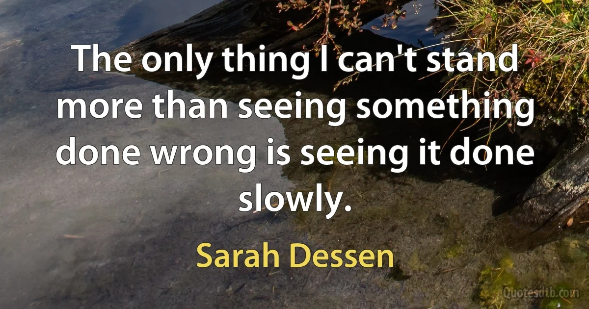 The only thing I can't stand more than seeing something done wrong is seeing it done slowly. (Sarah Dessen)