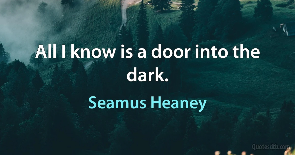 All I know is a door into the dark. (Seamus Heaney)