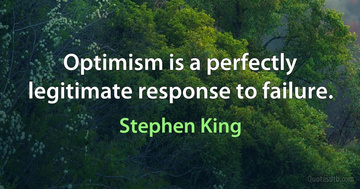 Optimism is a perfectly legitimate response to failure. (Stephen King)