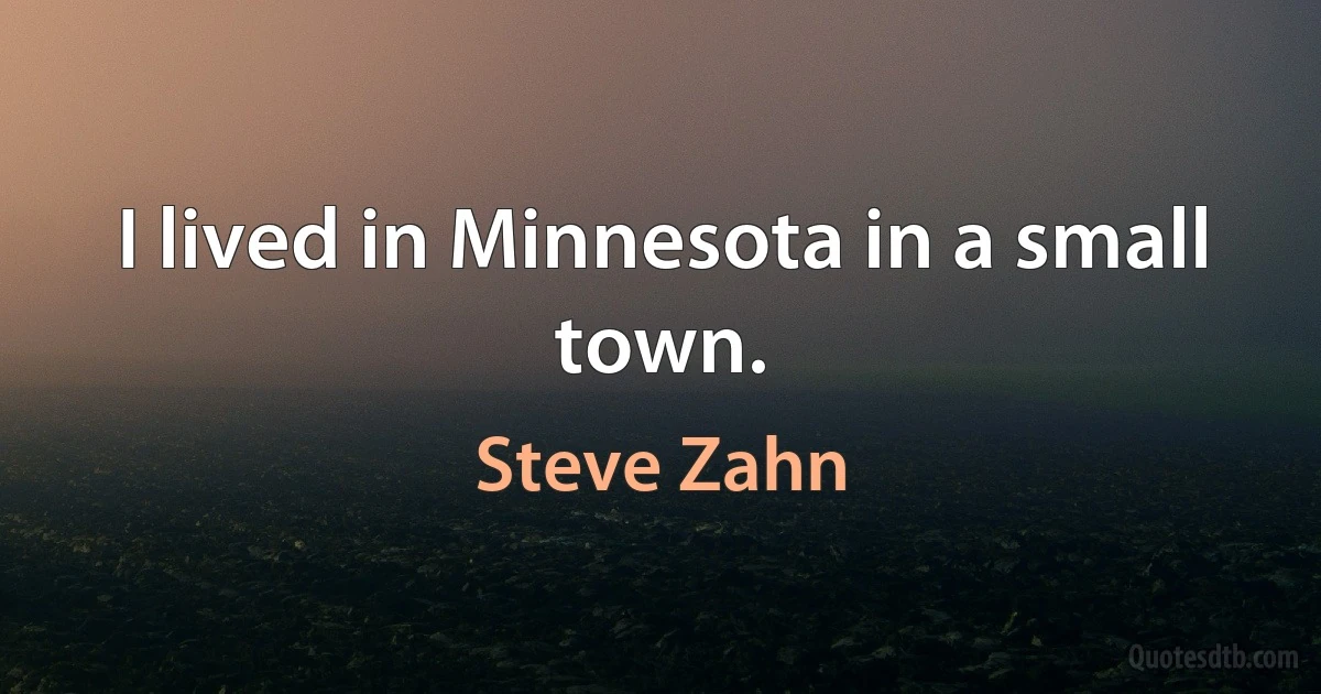 I lived in Minnesota in a small town. (Steve Zahn)