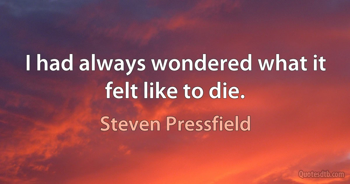 I had always wondered what it felt like to die. (Steven Pressfield)