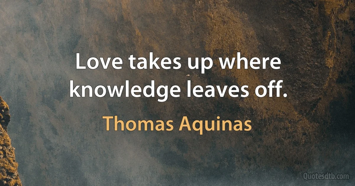 Love takes up where knowledge leaves off. (Thomas Aquinas)