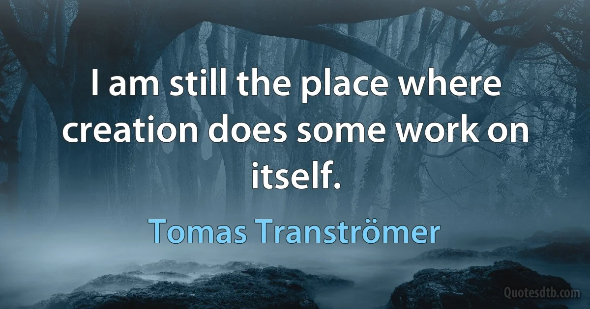 I am still the place where creation does some work on itself. (Tomas Tranströmer)