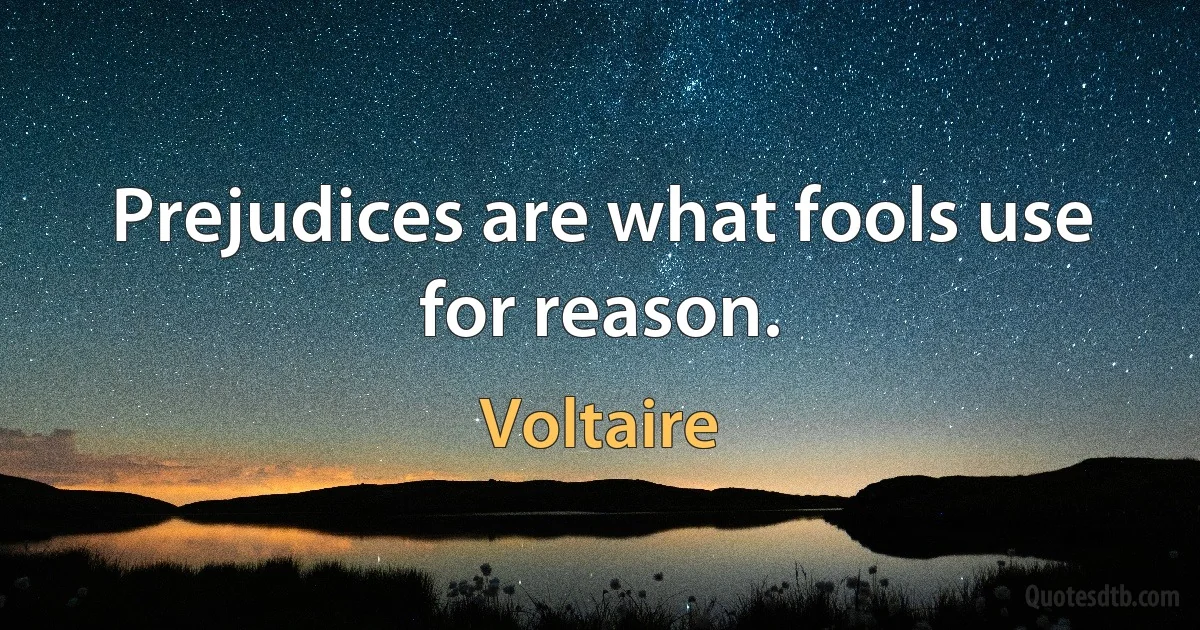 Prejudices are what fools use for reason. (Voltaire)