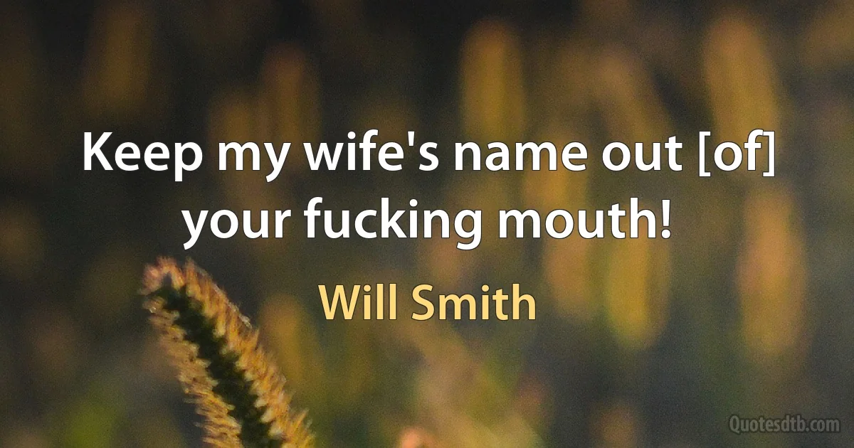 Keep my wife's name out [of] your fucking mouth! (Will Smith)