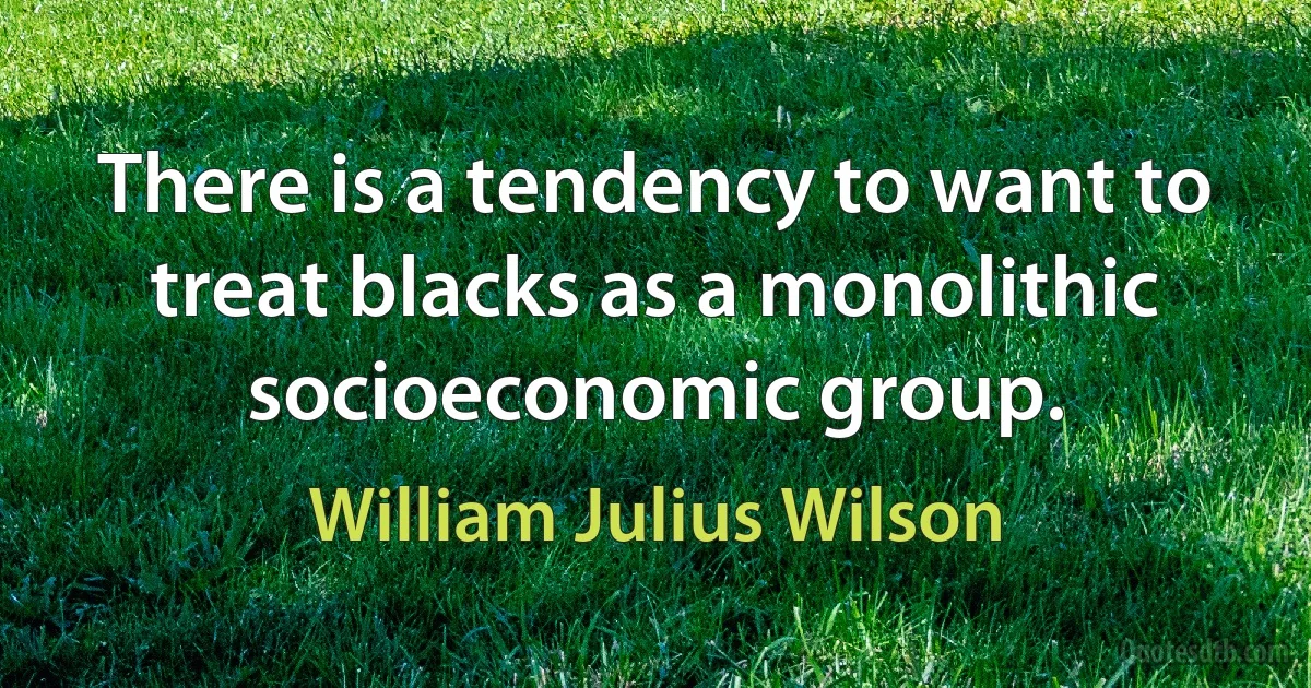 There is a tendency to want to treat blacks as a monolithic socioeconomic group. (William Julius Wilson)