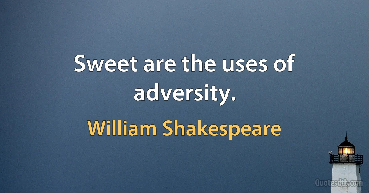 Sweet are the uses of adversity. (William Shakespeare)